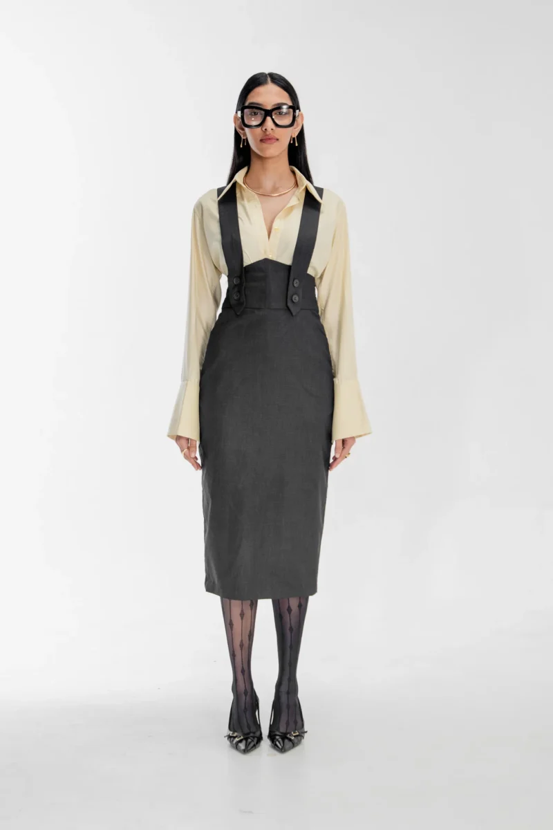Corseted suspender skirt