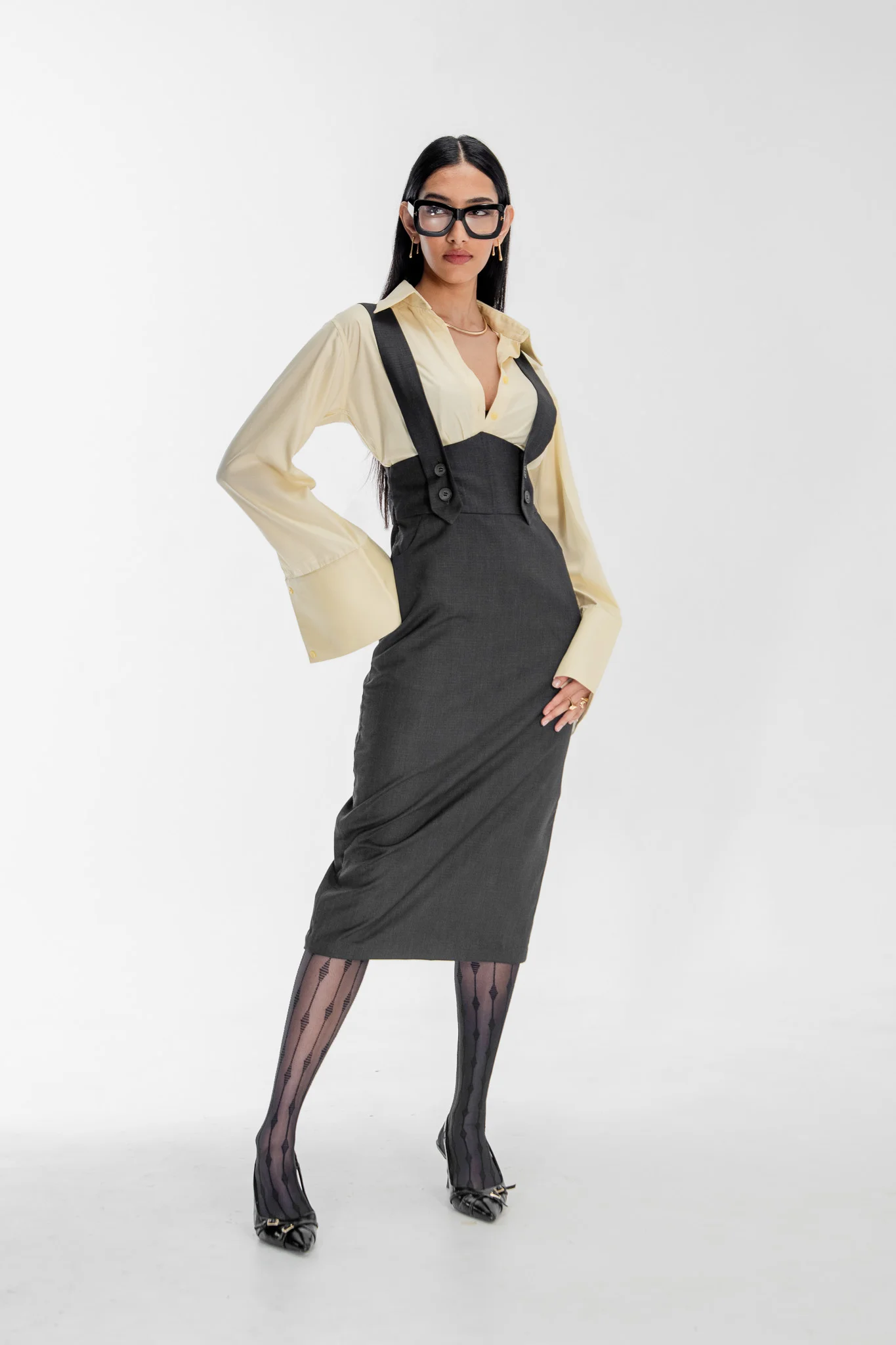 スカート GronudY FIBRIL TWILL SUSPENDER SKIRT スカート GronudY FIBRIL TWILL SUSPENDER SKIRT CUPRO FIBRIL TWILL