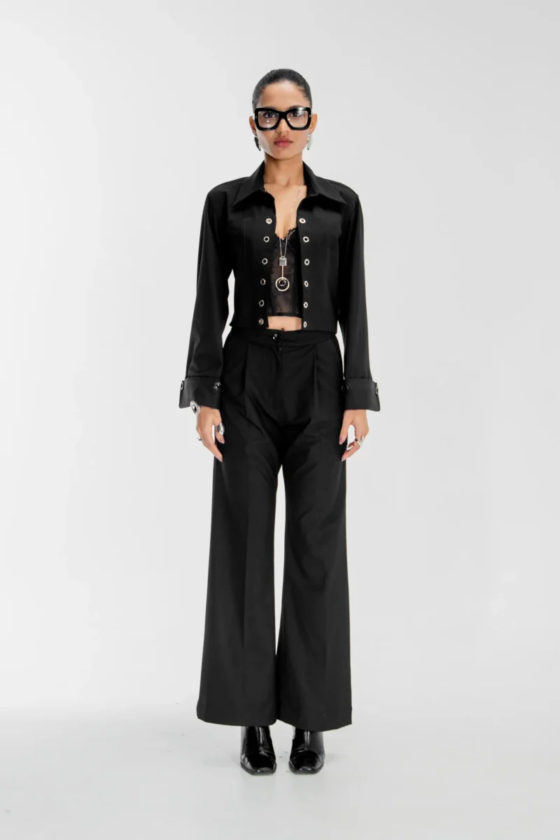 High waisted pleated trousers